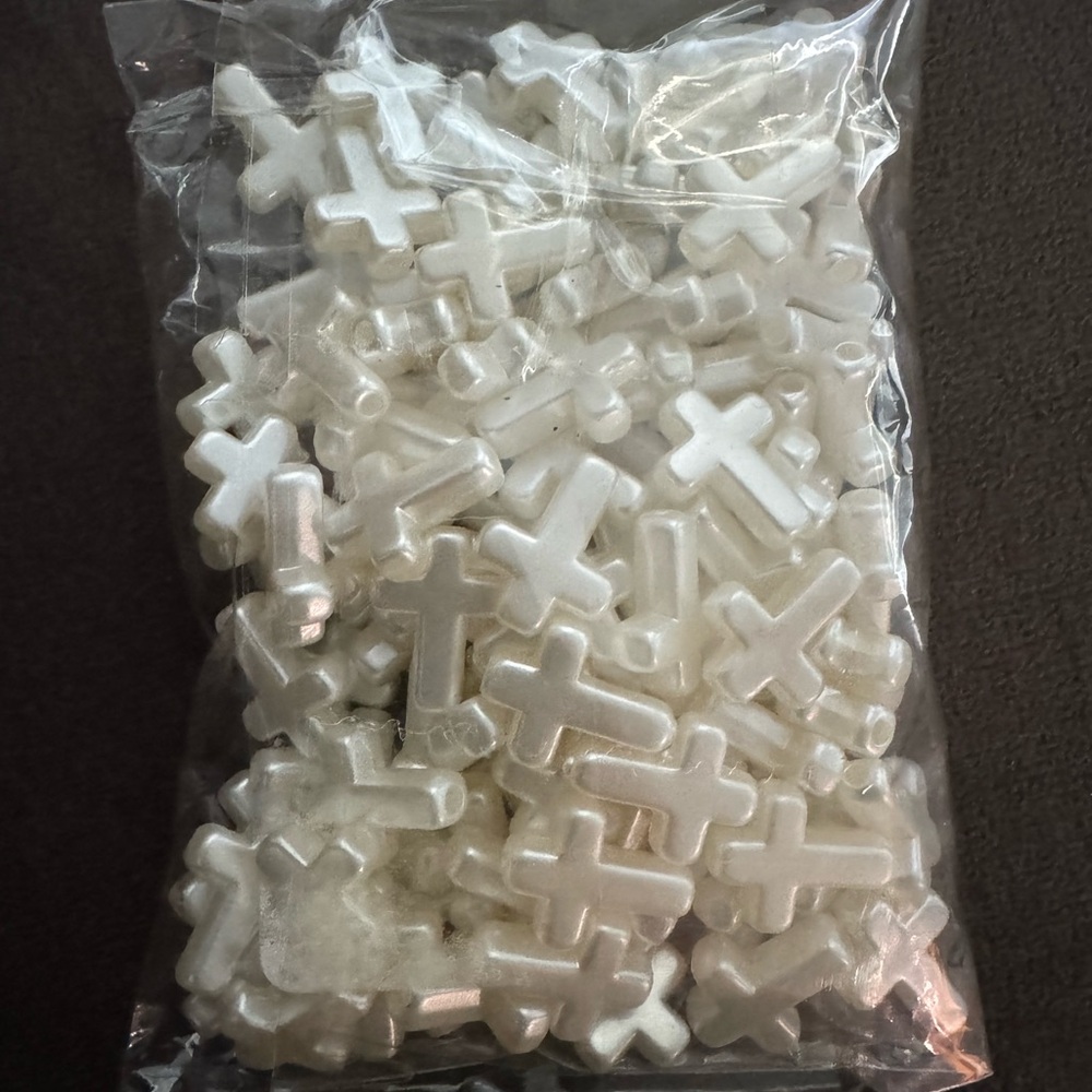 Pearl White Cross Beads